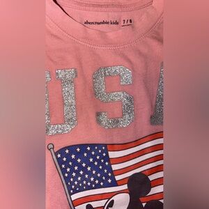 Abercrombie Kids Pink Glitter USA Tee